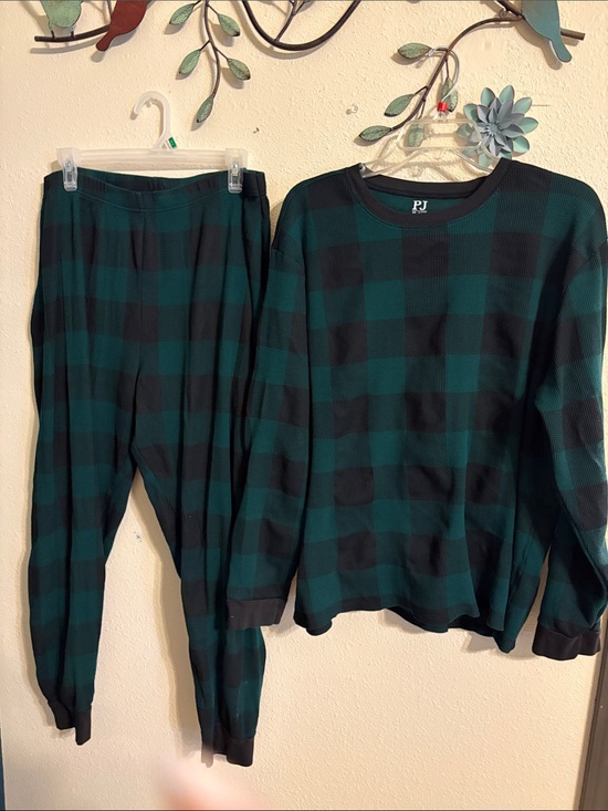 PJ Salvage Other - Green and Black Buffalo Plaid Waffle Knit Pajama Set
